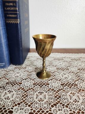 Vintage Mini Brass Swirl Patterned Chalice